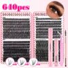 Cílios Postiços DIY Transfronteiriços 32 Fileiras de Cílios Livro 30P40P50P-640 Conjunto de Ferramentas de Cola para Cílios em Grupo D Qudu Mix