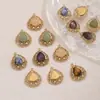 Acero Inoxidable Europeo y Americano Piedra Natural Vintage Hueco Colgante Gota de Agua Accesorios Hechos a Mano DIY Accesorios para Joyería de Collares y Pendientes