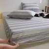 Lençol de baixo de peça única em tecido de algodão grosso estilo nórdico, protetor de colchão simples de cor sólida em algodão puro, adequado para todas as estações