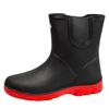 Botas de lluvia de tubo medio de moda transfronteriza para amantes, suela gruesa, impermeables, antideslizantes, resistentes al desgaste, con forro polar, cálidas y para acampar para mujeres.