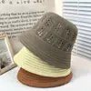 Sombrero de Pescador Tejido Hueco Transpirable Estilo Coreano para Mujer Nuevo Sombrero Cubeta con Protección Solar para Viajes de Verano Versátil