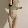Ropa Interior de Encaje Bordado para Mujer Verano Delgada Sexy Estilo Pura Lujuria Calzones de Cintura Baja Levanta Glúteos