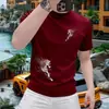 Nueva Camiseta de Manga Corta Estampada de Algodón Puro para Hombre Venta Caliente Moda Versátil Casual Alta Calidad Marca de Moda Manga Media Alta Calidad