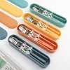 V304 acero inoxidable vajilla portátil coreana creativa palillos traje de tres piezas para exteriores regalo