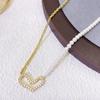 Collar de Corazón con Empalme Asimétrico de Diseño Nicho Transfronterizo para Mujer, Nueva Cadena de Clavícula de Estilo Coreano Ins Trendy, Chapado en Oro
