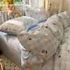 Conjunto de Muselina Dupla Camada Desenho Animado Quatro Peças Classe A Roupa de Cama Feminina Lençol de Cama Capa de Edredom para Dormitório de Estudante Conjunto de Três Peças 4