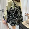Bolso Tote de Gran Capacidad de Doble Cara con Contraste de Color de Estilo Étnico de Otoño e Invierno, Estilo Coreano, Lana de Cordero, Versátil, para Estudiantes