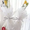 Ropa Floral con Estampado Dorado de Estrellas y Luna, Tejido de Malla, Estilo Celebridad de Internet Tule de Estrellas y Luna, Malla Floral de Empaque Estilo Coreano, Materiales de Empaque para Flores Frescas