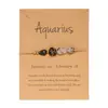 Pulseras Transfronterizas Europeas y Americanas de 3 Piedras de Nacimiento, Pulseras de Piedra Natural de Cumpleaños, Empaquetadas en Tarjeta, Ajustables, Regalo