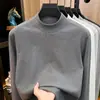 Sudadera de cuello alto medio para hombre con seda y lana, nueva colección otoño/invierno 2026, color liso, casual, cálida y adecuada como capa interior.