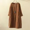 Outono e Inverno Novo Vestido de Veludo Cotelê Retro Cor Sólida Vestido Solto Roupa Feminina Plus Size para Meninas Cheinhas