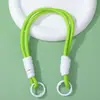 Lanyard colorido simples para celular com fivela dupla, chaveiro pingente em blocos de cor trançado à mão, cordão de poliéster anti-perda, disponível para atacado