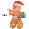 Decoración Inflable Navideña de 2.4m Hombre de Jengibre Iluminado Modelo Inflable para Decoración de Jardín Exterior