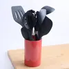 Barril de armazenamento vermelho com cabo de silicone tudo incluído utensílios de cozinha conjunto de 10 peças espátula antiaderente utensílios de cozinha conjunto de cozinha