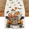 Bandera de Mesa de Halloween Fantasma Calabaza Transfronteriza Ambiente Festivo Decoración de Mesa Aislante Antideslizante Lino Bandera de Mesa Venta al por Mayor