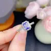 Anillo de tanzanita natural púrpura coqueto cuerpo de red completo color fuego destellante plata 925 incrustación de precisión piedra principal 4*6mm