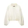 Novedad de Otoño Estilo Europeo Americano Moda Versátil Cuello Alto Corto Satén de Seda Chaqueta Bomber Abrigo Chaqueta de Béisbol Top Mujer