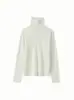¡Estilo básico! Suéter de punto 100% lana con cuello alto de encaje sin costuras para mujer, manga larga, jersey, para usar en capas, capa base, suéter