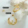 Pendientes de Acero de Titanio de Múltiples Capas con Forma de C, Modernos, Estilo Ins Normcore Europeo y Americano para Mujer, Pendientes que No se Desvanecen para Mujer, Una Pieza F307