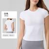 Verano Fino Snu Sensación Nude Ajustado Manga Corta Deportiva para Mujer Ceñidor de Cintura Adelgazante Fitness Yoga Top Secado Rápido Transpirable
