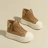 Zapatos Casuales Individuales para Mujer 2026 Suela Gruesa de Caña Alta Estilo Coreano Para Personas Bajas Cremallera Lateral Nuevo Moda con Cordones