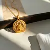Collar Tallado con Filigrana Estilo Antiguo Chapado en Oro Incrustado con Diamantes, Nuevo Collar con Colgante Estilo Chino de Alta Retención de Color, Pulsera, Cadena para Suéter Tendencia Nacional
