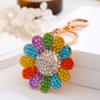 Estilo coreano leve luxo diamante-embutido smiley rosto girassol chaveiro saco carro pendente chaveiro