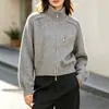 Suéter de Punto con Cremallera Doble Transfronterizo Europeo y Americano para Mujer 2026 Otoño/Invierno Nuevo Cuello Alto Holgado Casual Versátil Chaqueta Cardigan Tejido