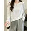 Chegada Nova Outono 2026: Camiseta de Algodão Bambu com Gola Redonda e Manga Longa para Mulheres - Top de Camada Base de Alta Qualidade, Elegante, Modelador e Estiloso