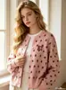 Nuevo suéter chaqueta de punto suelto estilo coreano para mujer, con bordado de letras y lunares, suave y dulce