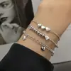 Pulsera con Borlas y Corazón Ins de Amanecer de Primavera para Mujer, Diseño Único de Lujo Ligero, Pulsera Combinada de Corazón Love de Celebridad de Internet