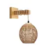 Lámpara de pared de bambú japonesa retro para mesita de noche, lámpara de ratán para restaurante, lámpara de pared de madera para dormitorio, lámpara de pared de fondo interior de estilo rústico