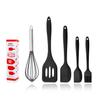 Juego de cinco piezas de utensilios de cocina de silicona para hornear, batidor de huevos, raspador, pala para verter carne, utensilios de cocina de silicona