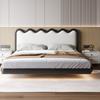 Luz flotante de cama lujo simple moderno dormitorio principal cama de cuero genuino cama de alta gama elegante bolsa suave estilo crema italiano cama de cuero colgante