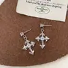 Estilo Nicho, High-End, Brincos de Estilo Cool, Pequenos, Simples, Fashionáveis e Versáteis, Brincos de Cruz Retrô Cravejados com Diamantes