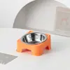 Tigela de aço inoxidável para gato com proteção para o pescoço, tigela elevada para ração de animal de estimação, tigela anti-derramamento para ração de gato, dispensador de água, suprimentos para alimentação de gatos