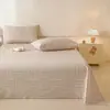 Modelo nuevo 2026 sábana de cama de algodón grueso pieza única 100% algodón puro funda de almohada de lino engrosada juego de tres piezas tapete de enfriamiento de verano