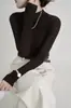 Cielo Estrellado Azúcar100 piezas de lentejuela de lana merino ultra fina soluble en agua, cuello semi-alto, camiseta base de punto para mujer en otoño