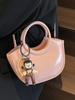Moda 2025 Nuevo Diseño Casual Cuero Encerado al Aceite Bolso Cubo Portátil Simple Combinable Color Sólido Elegante Bandolera Bolso de Mujer