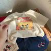 Camiseta infantil de manga curta Vestido de verão para menino dos desenhos animados Top do bebê Algodão puro fino para crianças Camiseta de meia manga para meninas