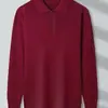 Elegante suéter de lapela novo estilo outono e inverno, pulôver masculino de cor sólida, camisa polo slim fit