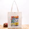 Bolsa tote de algodón casual de compras personalizada con patrón de color impreso, bolsa de lona con logo personalizado