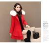 Abrigo de Lana con Cuello de Piel Bloques de Color para Mujer 2021 Estilo Coreano Delgado Ajuste Amazon Nizi Coat Ebay