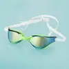 En Stock Gafas de Natación Profesionales de Carreras Unisex de Marco Grande para Niños y Adultos, Coloridas, Alta Definición, Chapadas, Impermeables, Antivaho