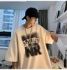 Camiseta de manga curta masculina verão europeu e americano marca de moda meia manga americana high street oversize plus size gola redonda meia manga
