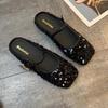 Sapatos Mary Jane Lantejoulas da Moda 2024 Novo Estilo Coreano Versátil Retro Sapatos Baixos para Usar com Saia