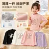Camada Base Feminina de Comércio Exterior Novo Estilo 2026 Outono/Inverno De Rong Quente Acabamento em Forma de Orelha Top Camiseta Listrada de Manga Longa Infantil