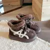 Botas de Neve para Meninas 2025 Novo Inverno Sapatos Grandes de Algodão para Crianças com Forro de Pelúcia, Botas Curtas Espessadas para Meninas, Impermeáveis e Resistentes ao Frio