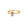 Amazon Explosiones Transfronterizas Sentido Avanzado del Diseño Anillo Dorado con Piedra Natal Anillo Simple Rectangular de Zirconia para Mujer