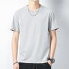 Camiseta masculina de manga curta, de algodão modal, seda gelada, gola redonda, fina, cor pura, respirável, de secagem rápida, com gola redonda, para verão
